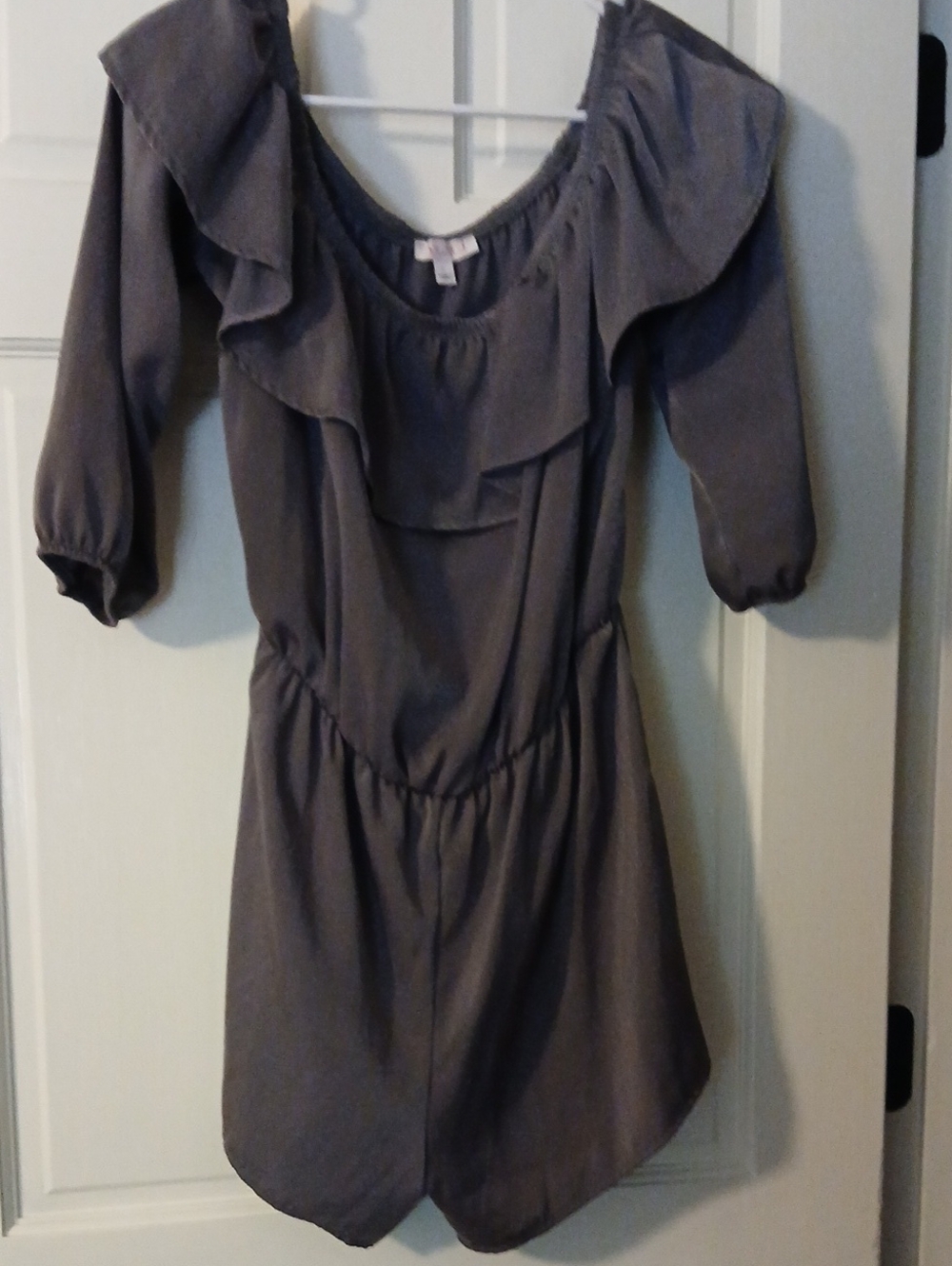 Ruffle-Neck, Elastic Waist Women's Romper